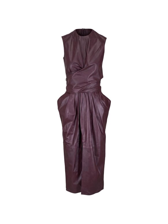 Altuzarra Tippi Burgundy Leather Draped Dress - view 3