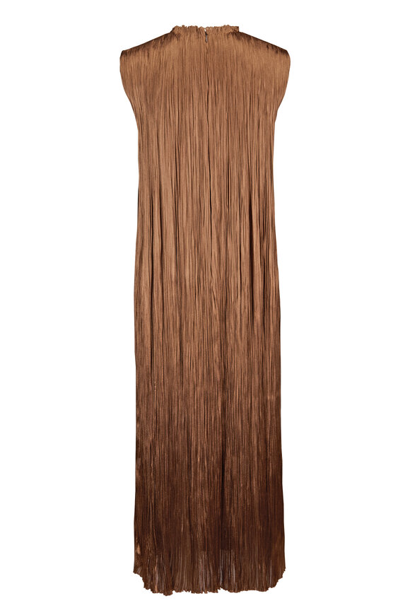 Ralph Lauren Virna Bronze Pleated Lamé Cocktail Dress - view 2