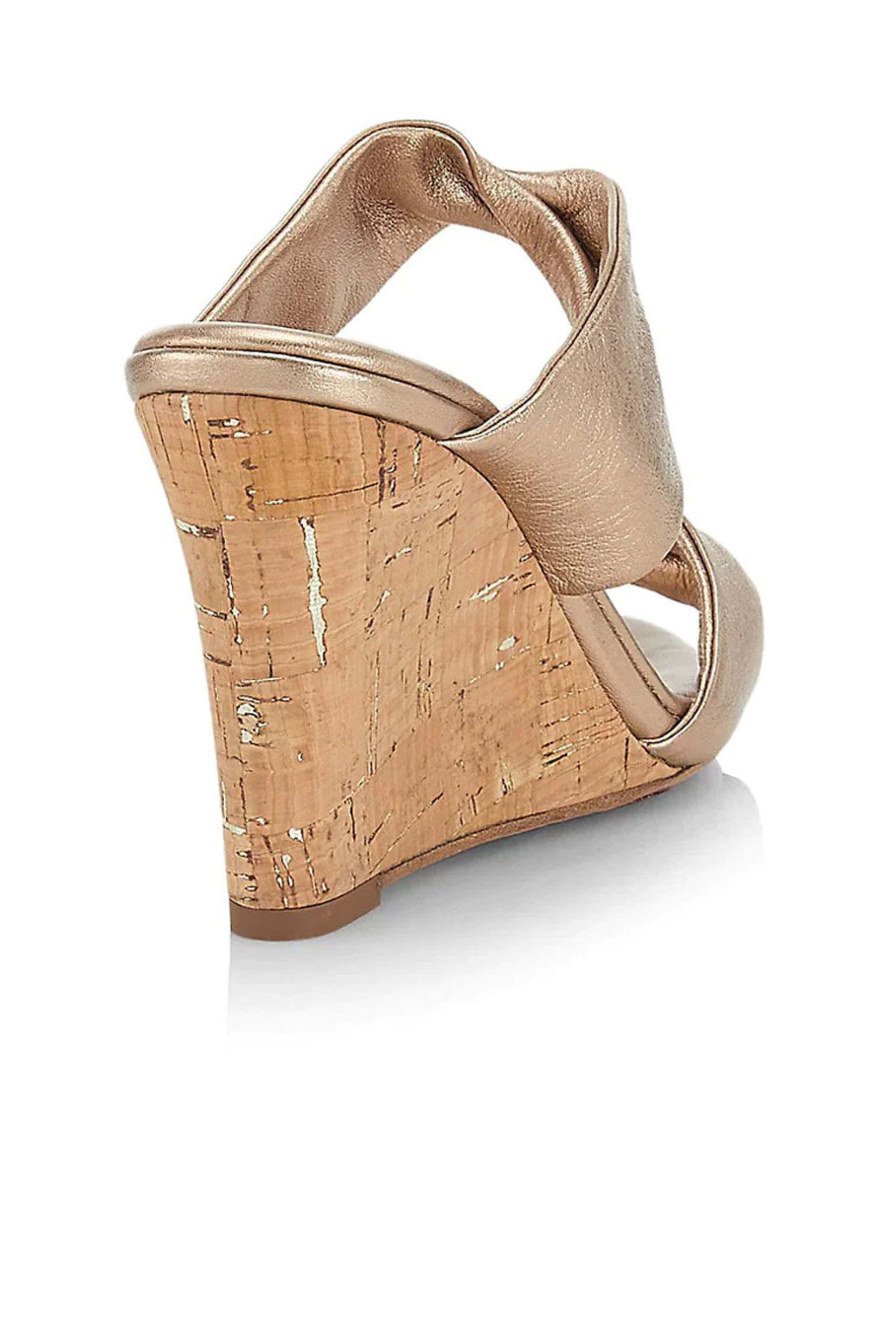 Aquazzura - Twist Metallic Leather Wedge Mules in Light Copper