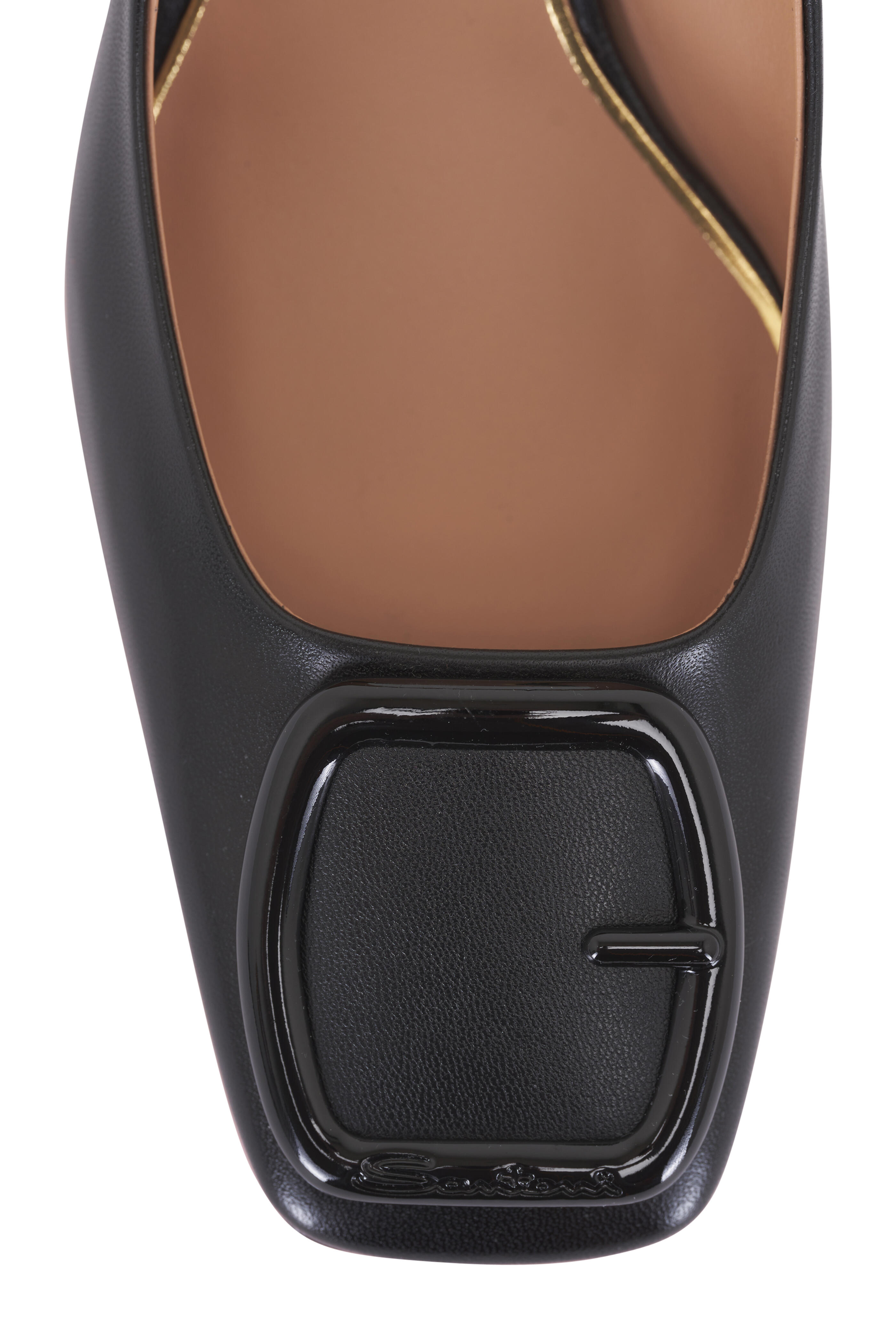 Santoni - Lemon Black Leather Slingback, 50mm