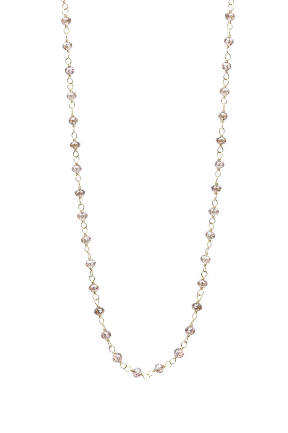 Caroline Ellen - 18K Yellow Gold Cognac Diamond Wrap Necklace