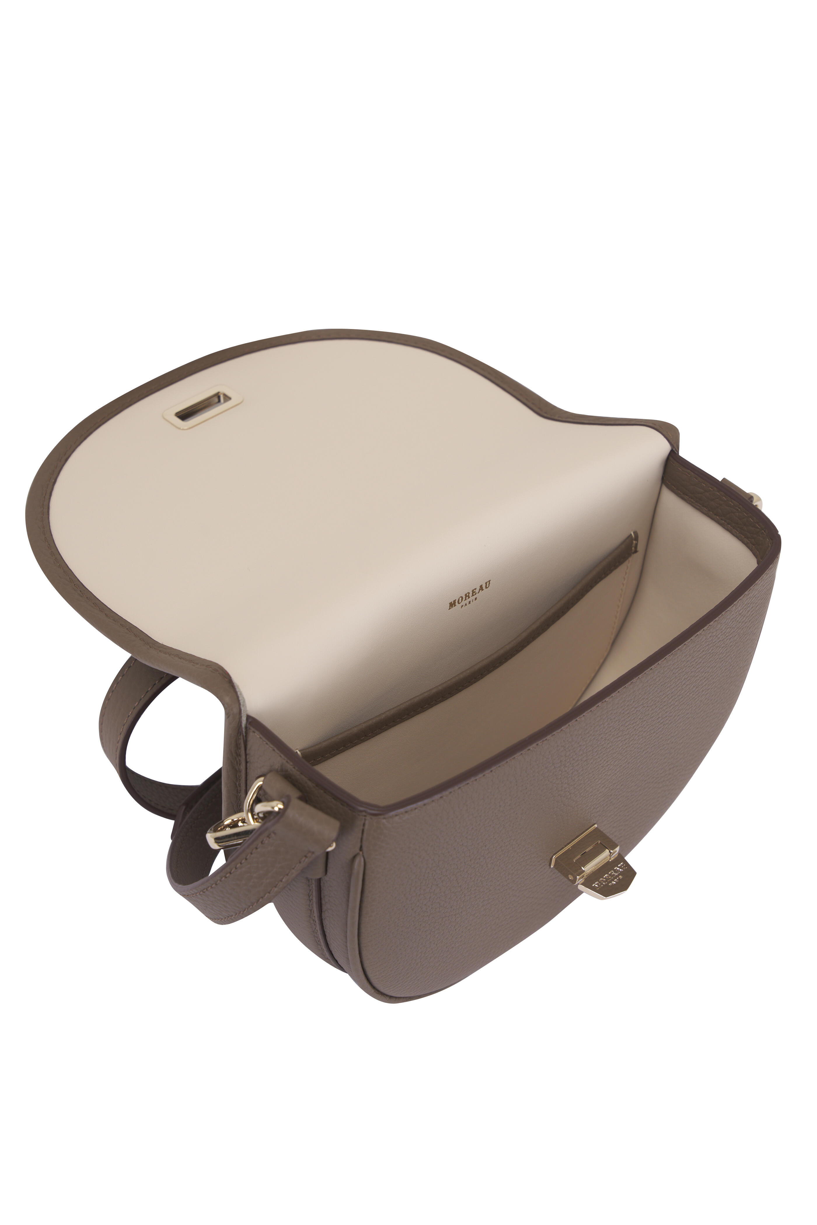 Moreau Paris - Small La Lune Taupe Leather Shoulder Bag Moreau Paris - Small La Lune Taupe Leather Shoulder Bag