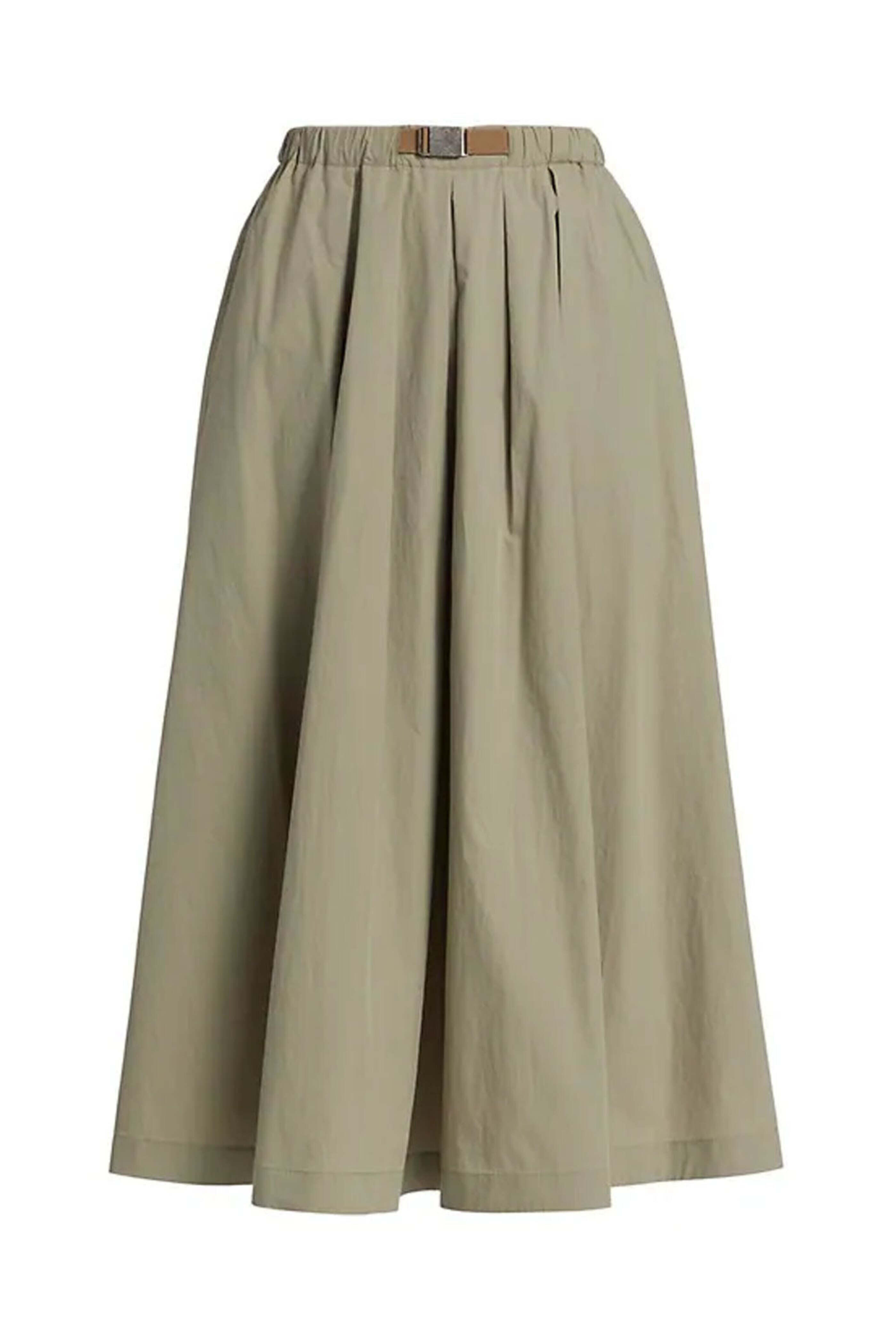 Brunello Cucinelli - Khaki Cotton Midi Skirt | Mitchell Stores Brunello Cucinelli - Khaki Cotton Midi Skirt | Mitchell Stores