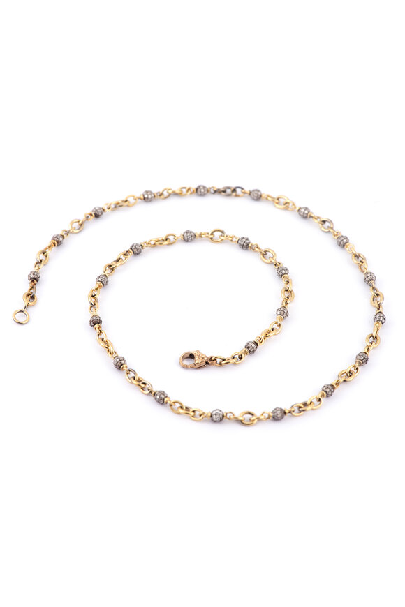 Sylva & Cie Diamond Ball Chain Necklace - view 2