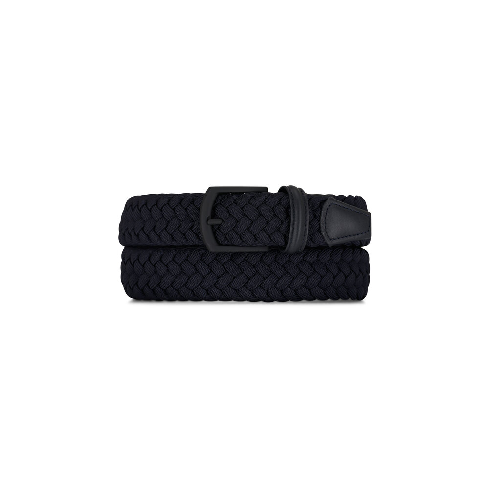 小物 Anderson's Ex. RUBBER MESH BELT 112/3.5 3,5 cm CLASSIC BLACK ELASTIC WOVEN ANDERSON BELT - Woodbury