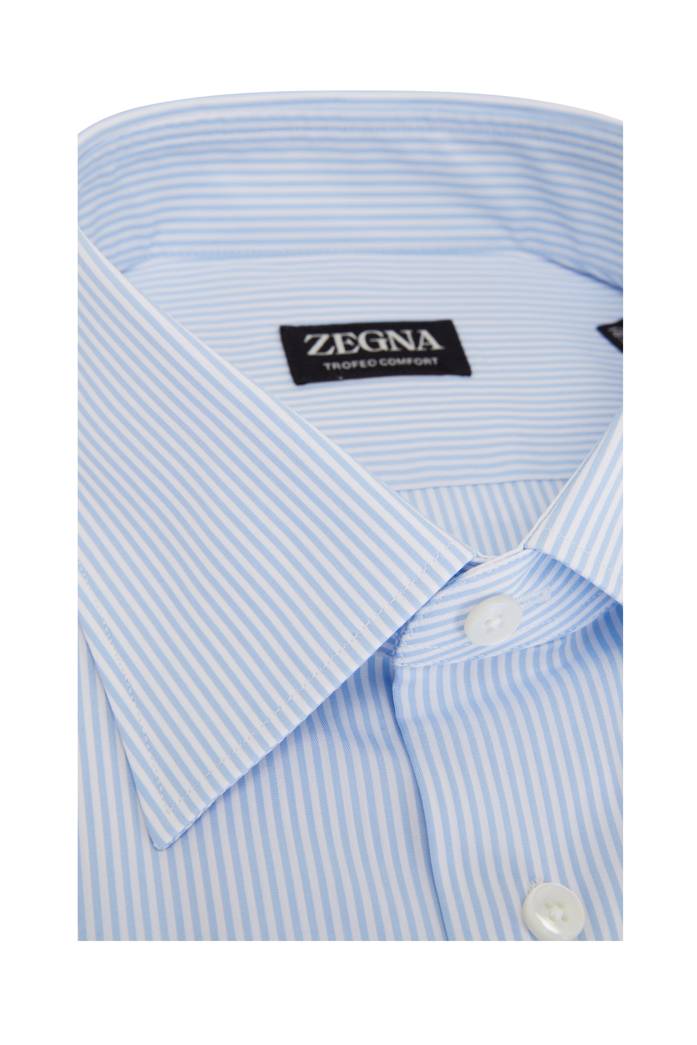 Zegna - Trofeo™ Light Blue & White Stripe Dress Shirt