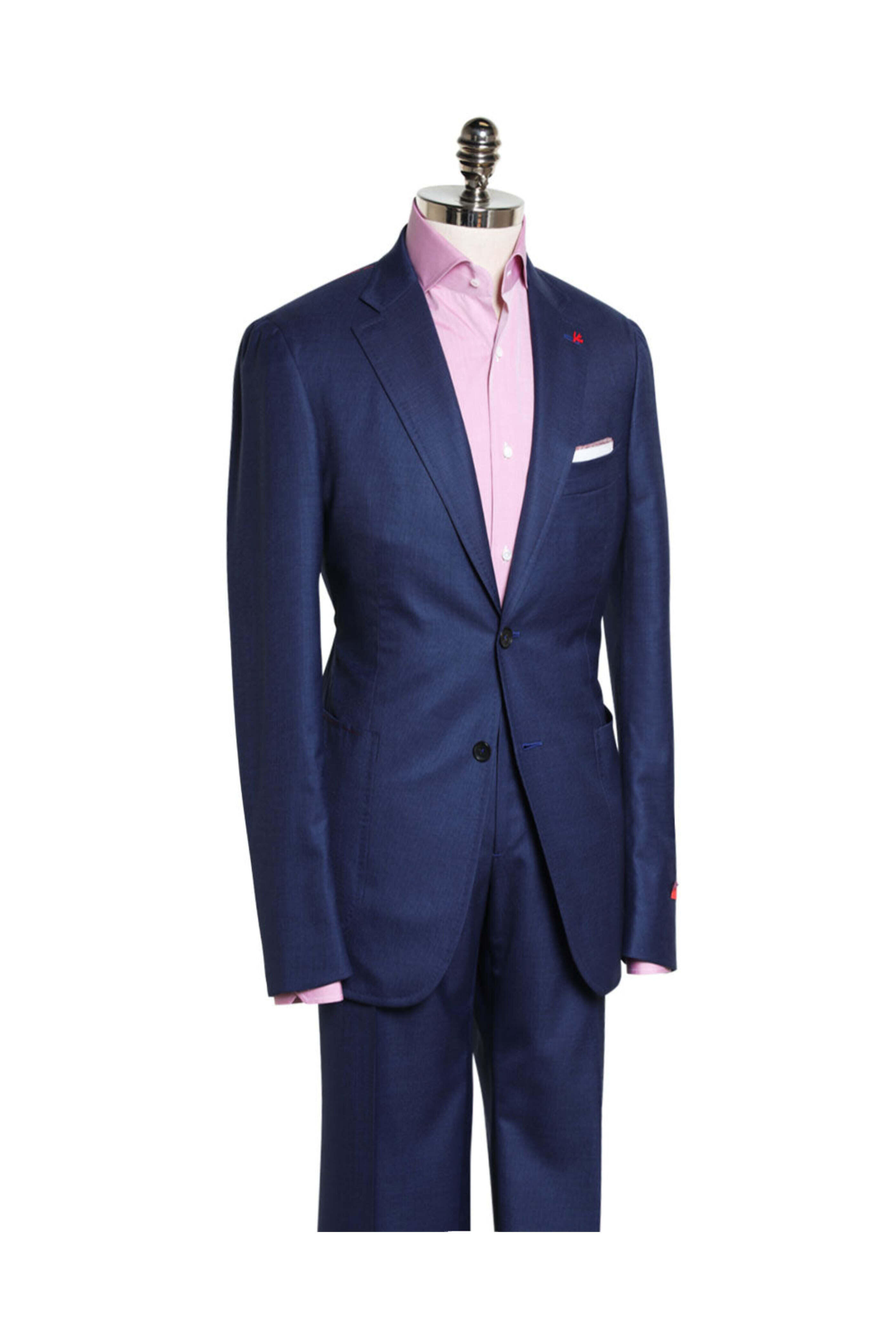 Isaia - Navy Blue Wool Microchecked Suit