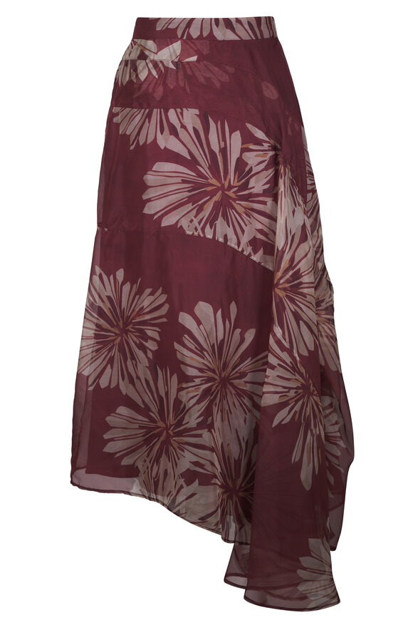 Brunello Cucinelli Abstract Dahlia Bloom Print Asymmetrical Skirt - view 3