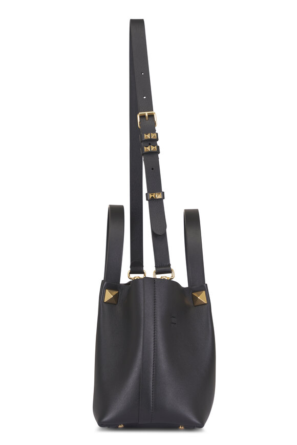 Valentino Garavani Small Ebony Nero Leather Shopping Bag - view 4
