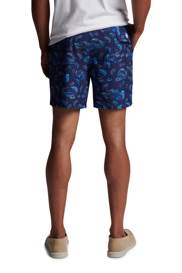 Peter Millar - Navy Crabs & Dice Swim Trunks