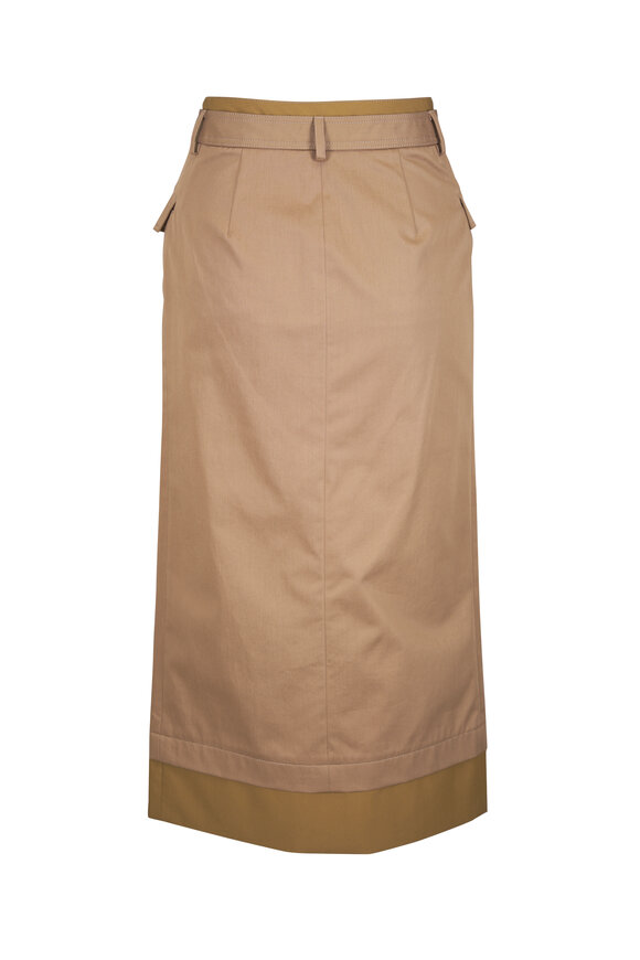 TWP A Trip To The Met Khaki Cotton Midi Skirt - view 3