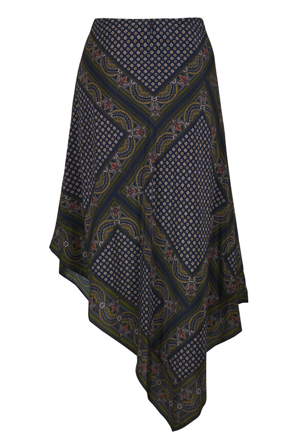 Veronica Beard Hartley Heritage Navy Multicolor Asymmetric Skirt - view 2
