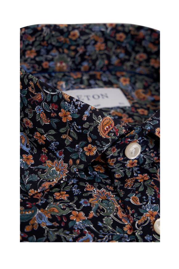 Eton - Navy Multi Floral Print Dress Shirt 