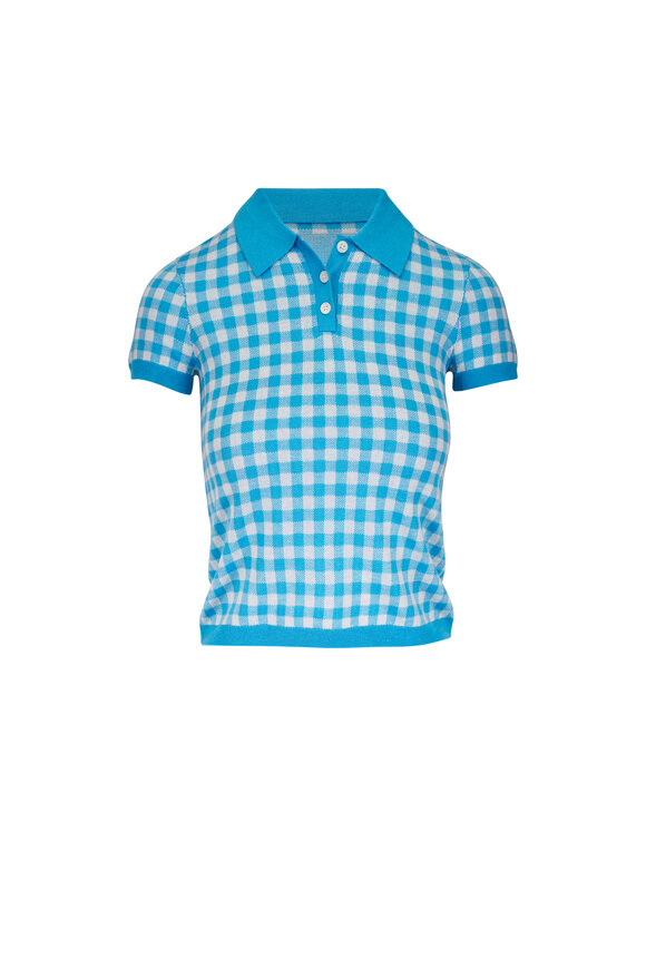 Guest in Residence Bright Blue Gingham Shrunken Polo