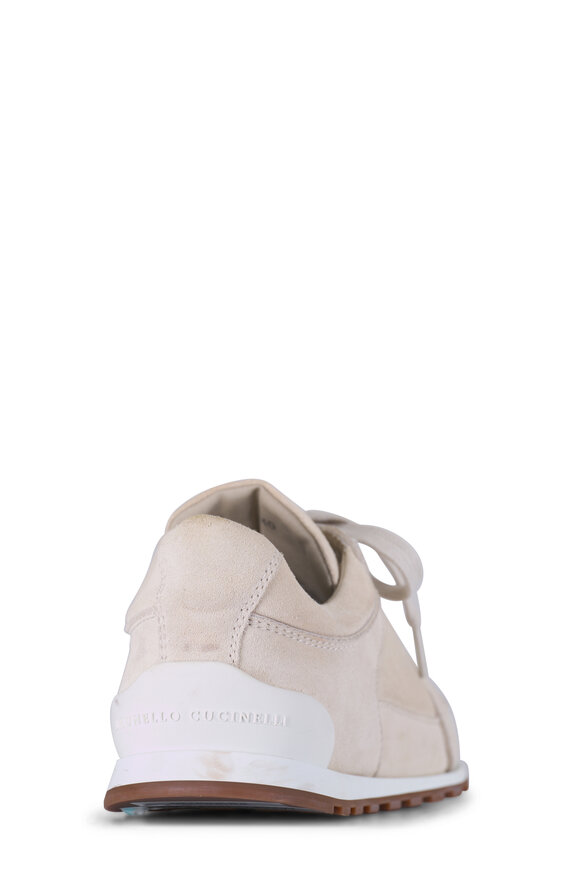 Brunello Cucinelli Ivory Suede Micro Sole Sneaker - view 4