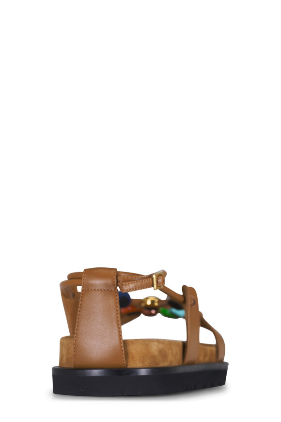 Loewe Pebble Beaded Camel Leather Sandal - view 4