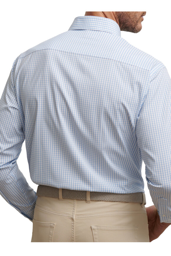 Peter Millar Hanford Light Blue Plaid Twill Sport Shirt - view 3