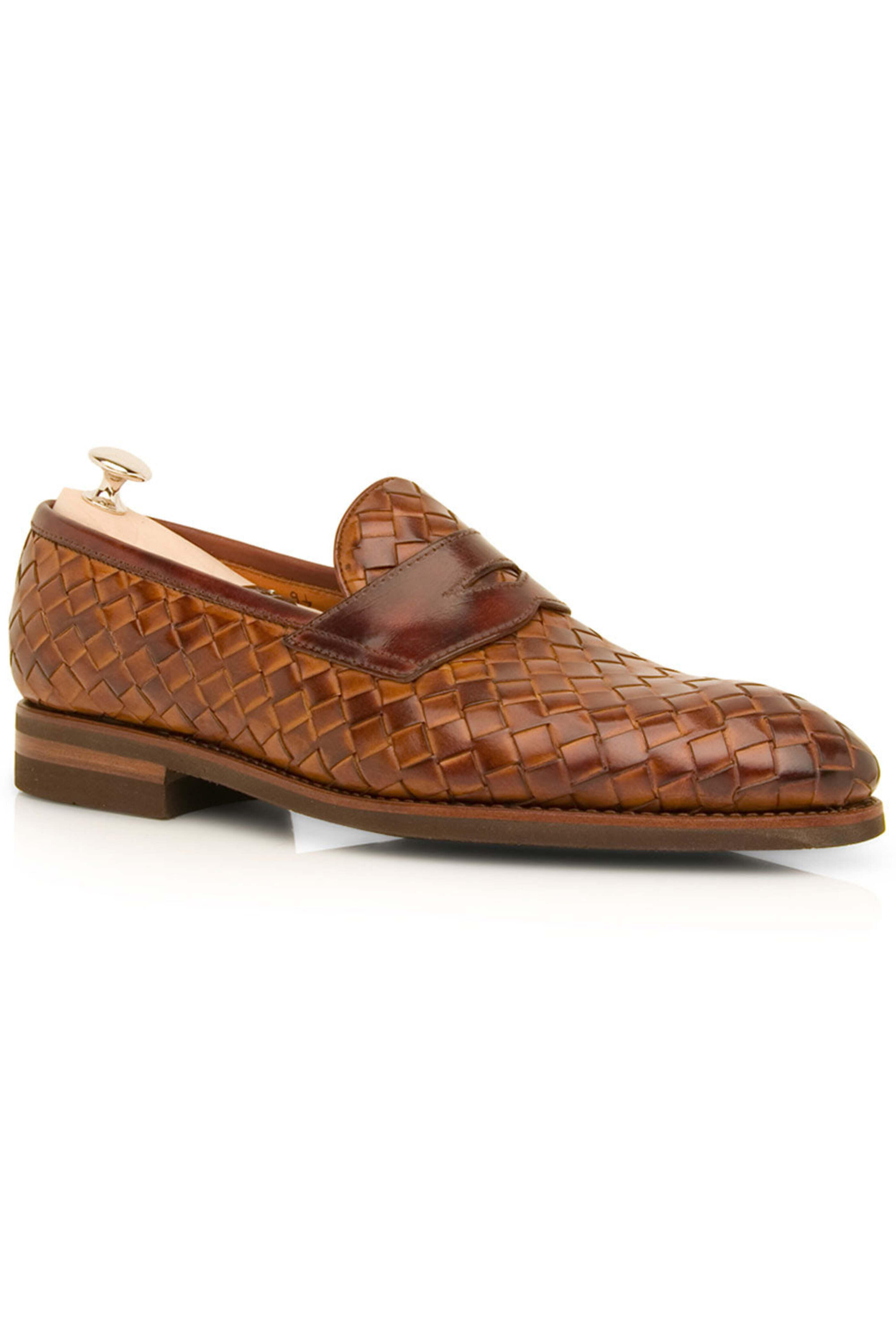 Bontoni - Woven Penny Loafer in Cognac