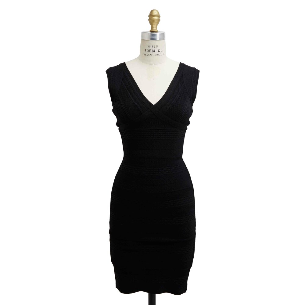 Herve Leger Black Crochet Bandage Dress Mitchell Stores