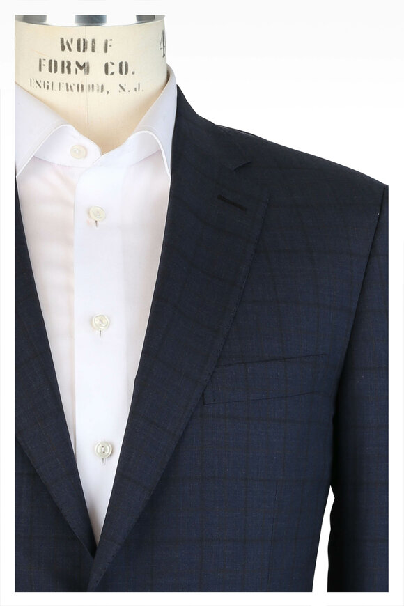 Brioni - Navy Blue Tonal Windowpane Wool Suit