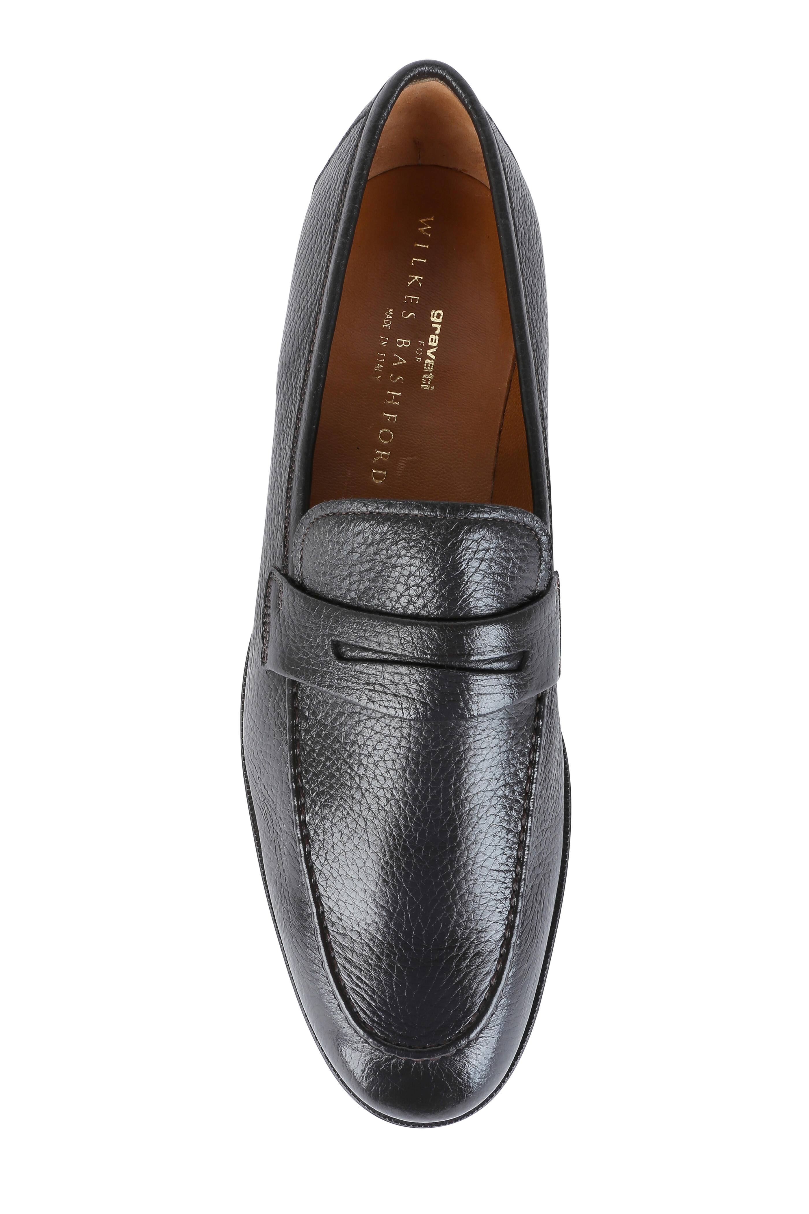 Gravati - Dark Brown Grained Leather Penny Loafer