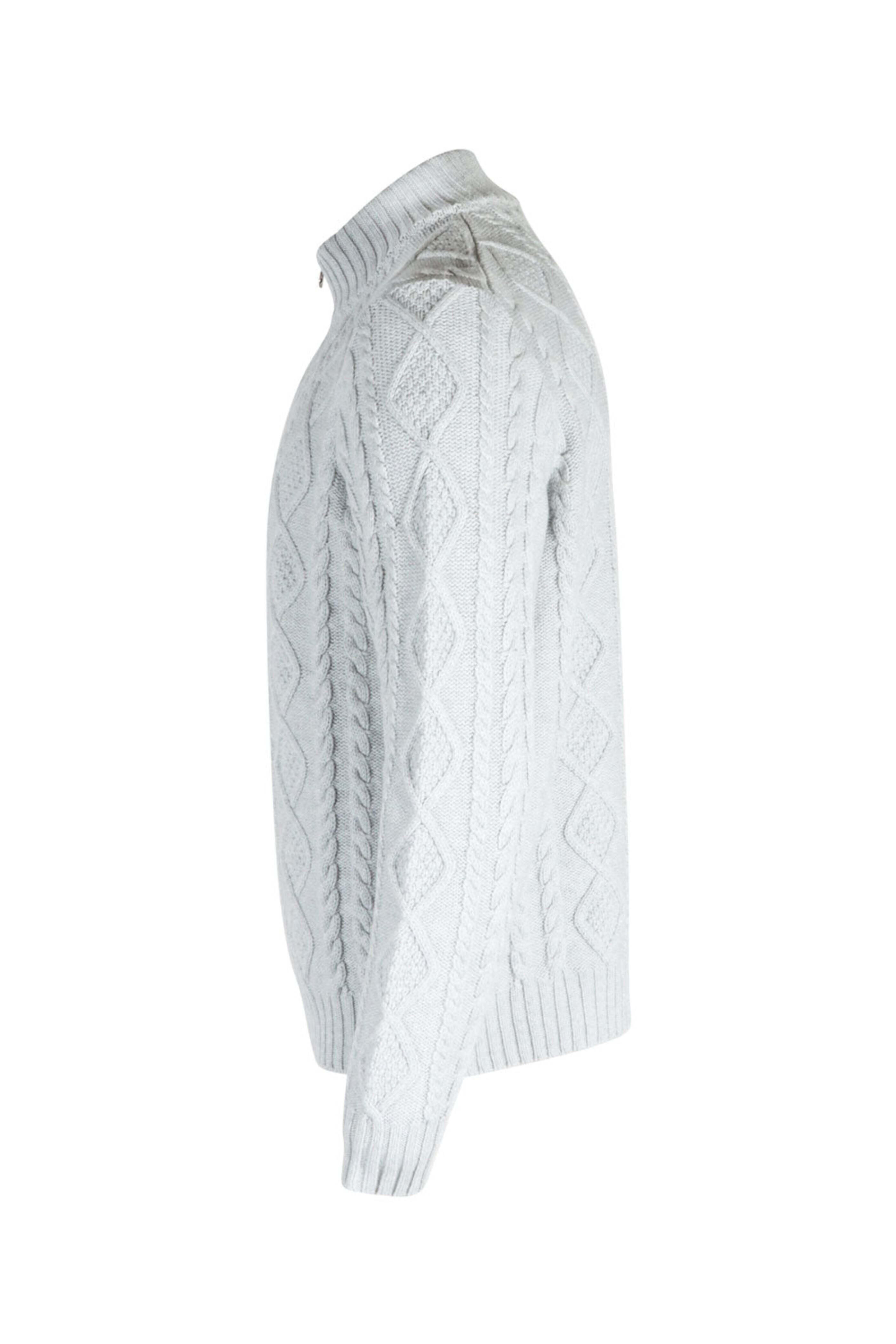 Kiton - Pearl Gray Cable Knit Sweater