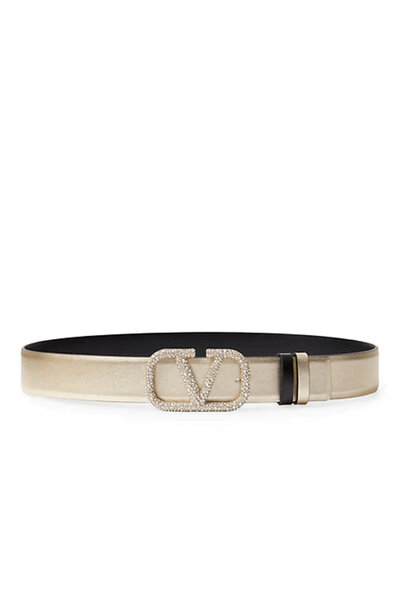 Khaite - Small Axel Black Leather & Silver Belt | Mitchell