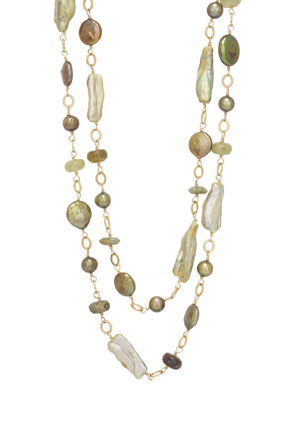 Cristina V. Shades Of Green Hand Linked Necklace