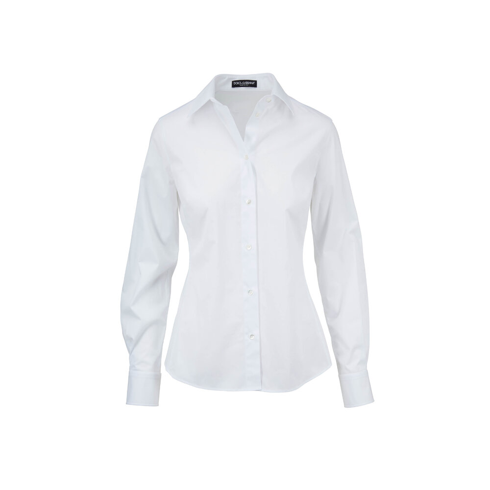 Dolce & Gabbana - White Stretch Cotton Button Down Shirt
