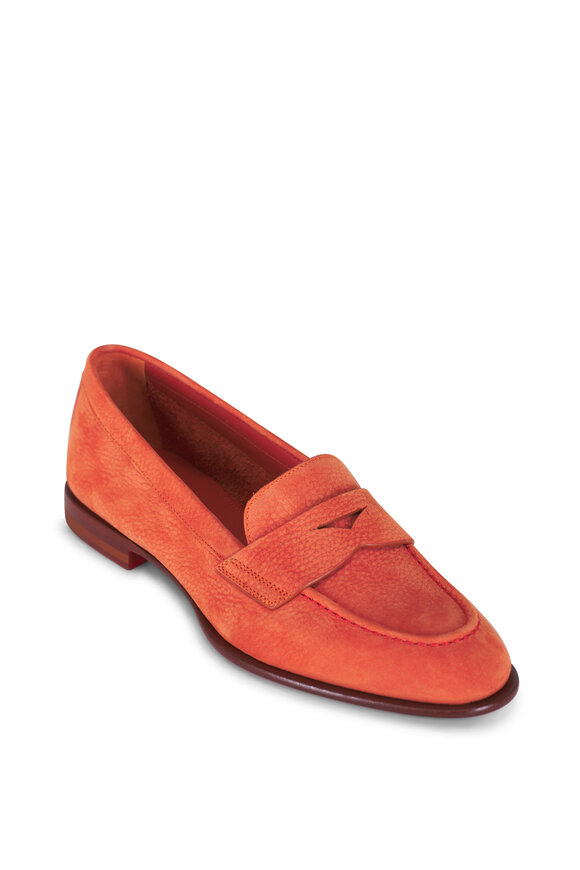 Santoni Famed Orange Nubuck Loafer