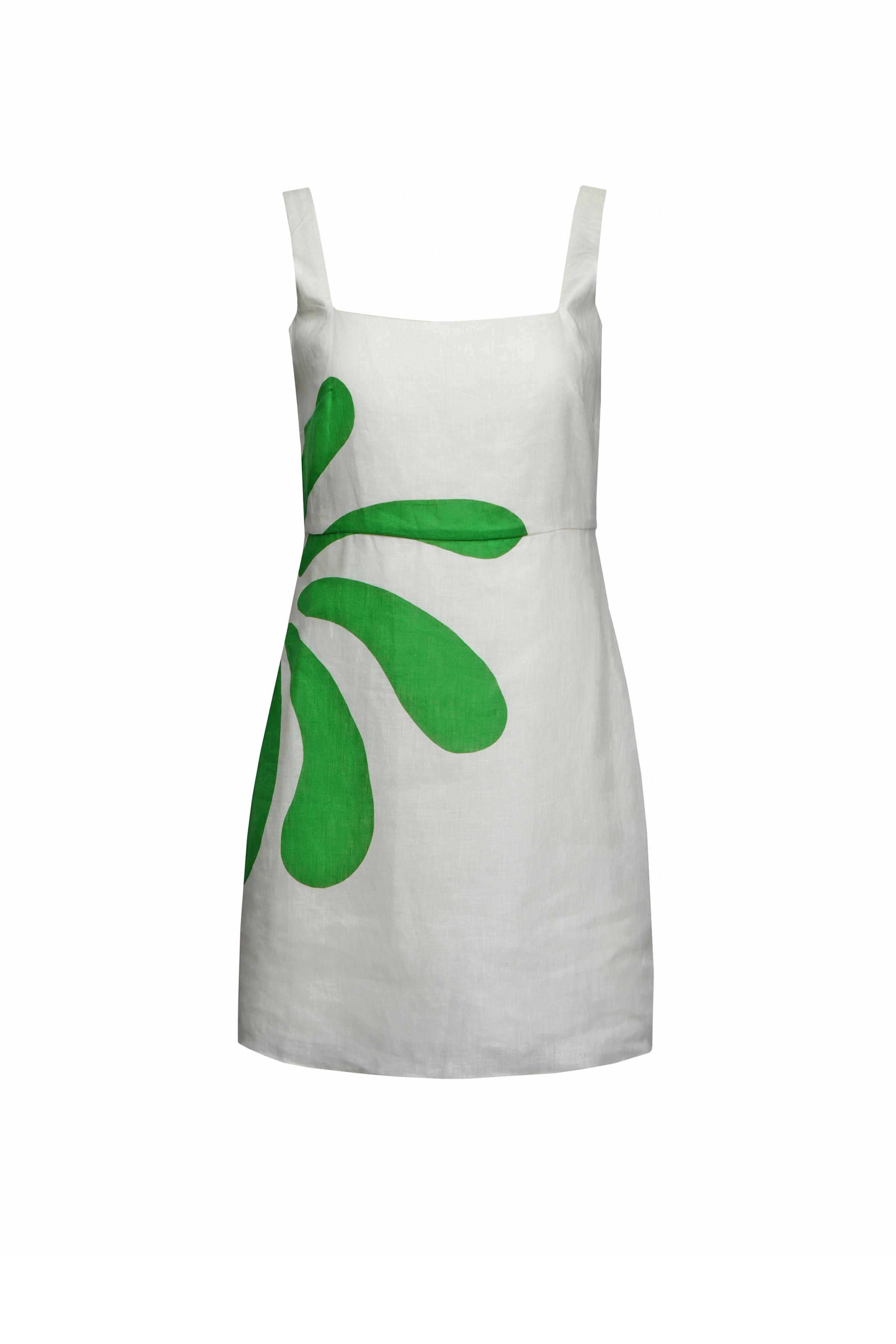 Cala De La Cruz - Parker White & Green Daisy Mini Dress