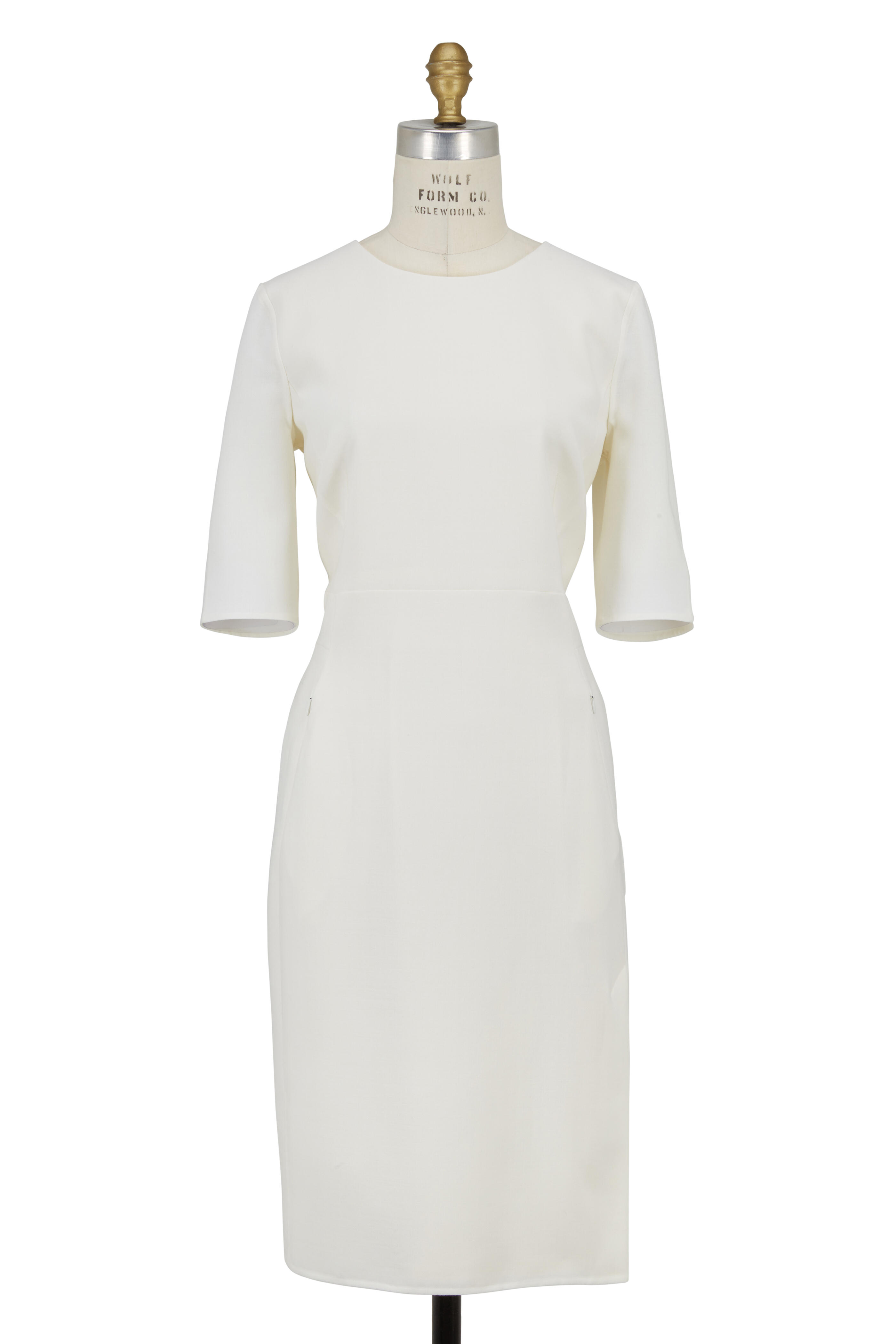 Akris - Off-White Wool Elbow Sleeve Dress