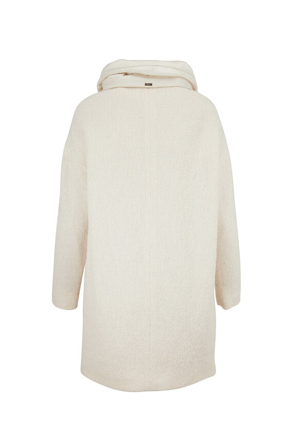 Herno - Ivory Sparkle Bouclé Stand Collar Coat