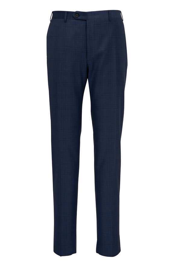 Canali - Navy Blue Tonal Plaid Wool Suit