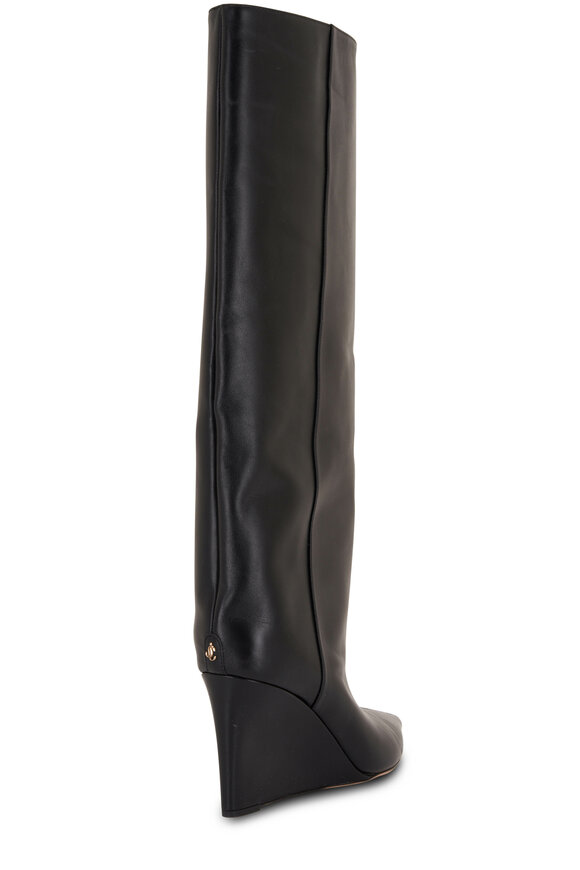 Jimmy Choo - Blake Black Leather Wedge Tall Boot, 85mm