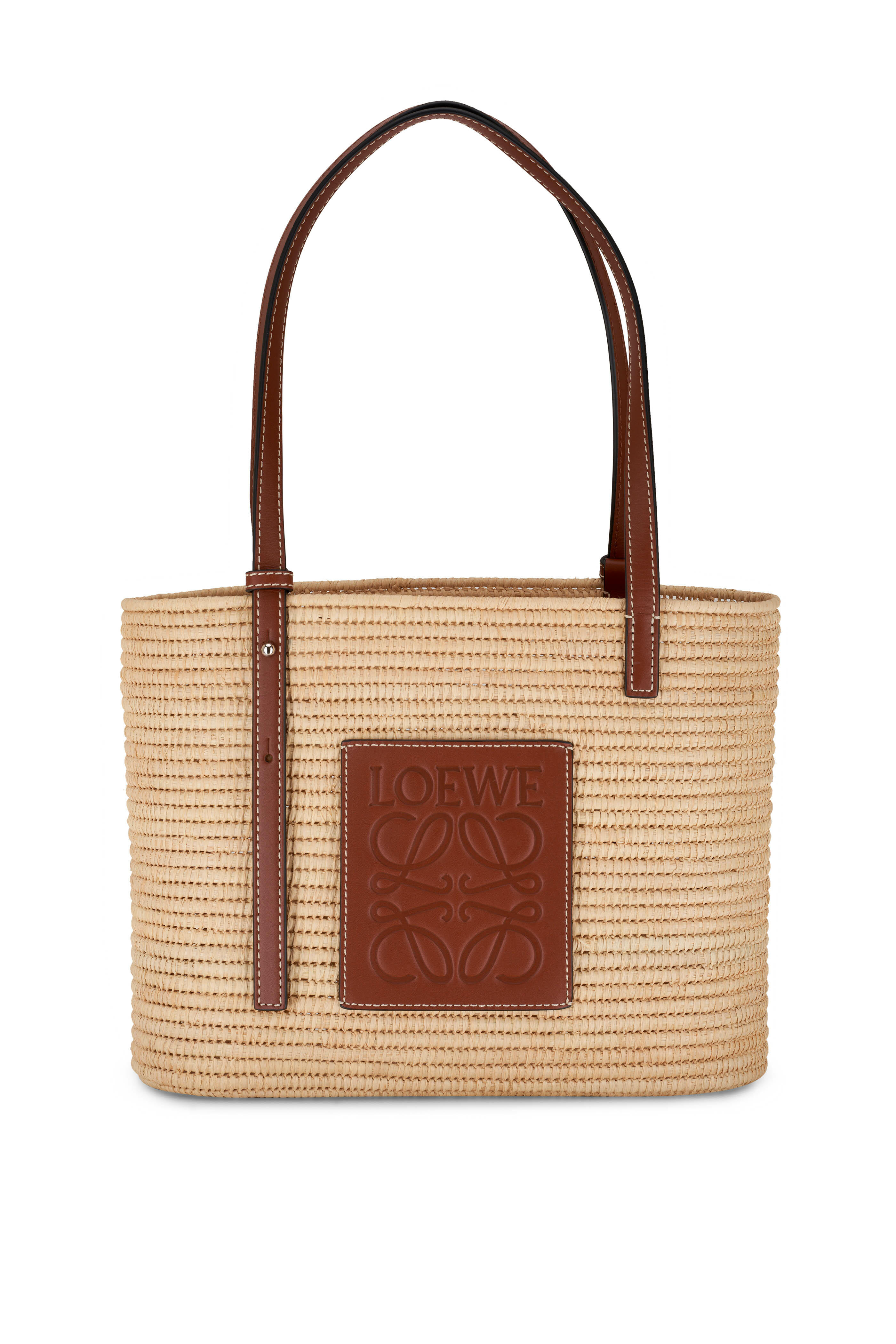 Loewe Large Woven Basket Bag Grained Calfskin In Brown