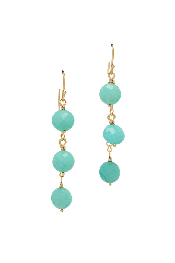 Cristina V. Faceted Circle Turquoise Link Earrings