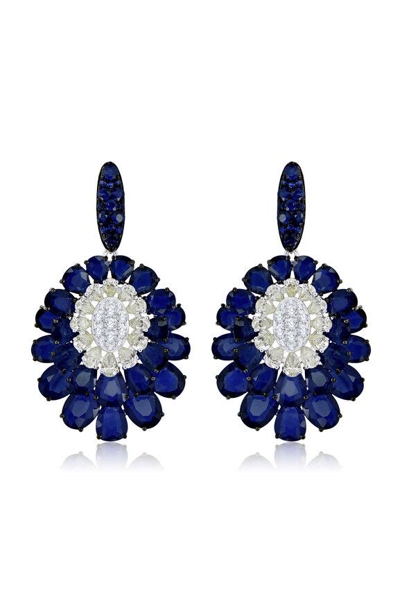 Sutra - Blue Sapphire & Diamond Earrings 