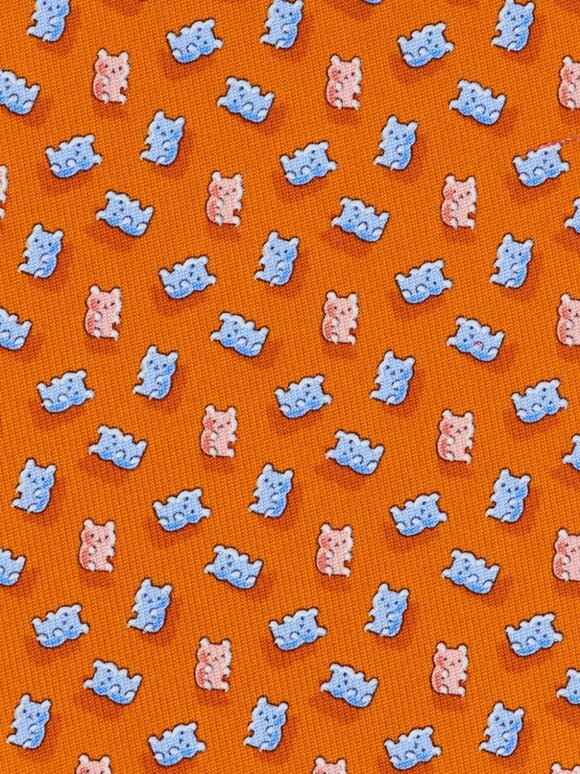 Ferragamo - Orange Bear Print Silk Necktie 