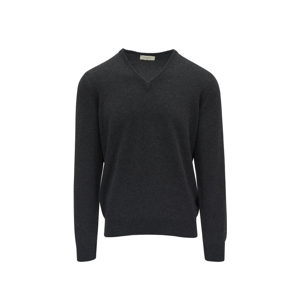 Fratelli Piacenza - Alashan Charcoal Gray Cashmere V-Neck
