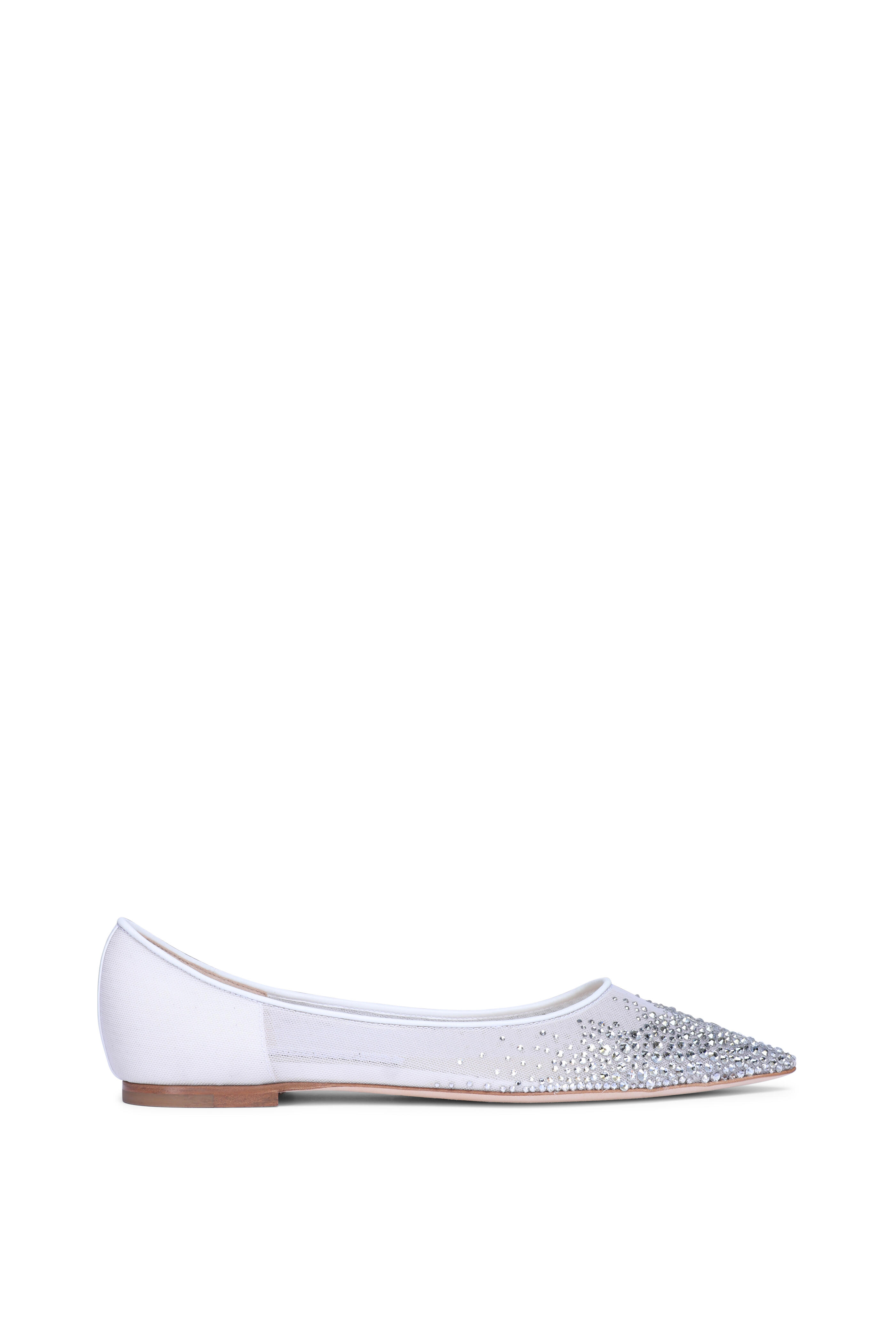 Jimmy Choo - Love White Crystal Mesh Flat