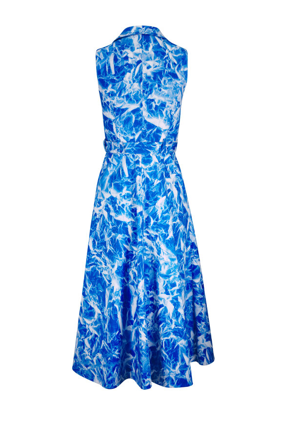 Akris Blue & White Printed Denim Mini Dress - view 3