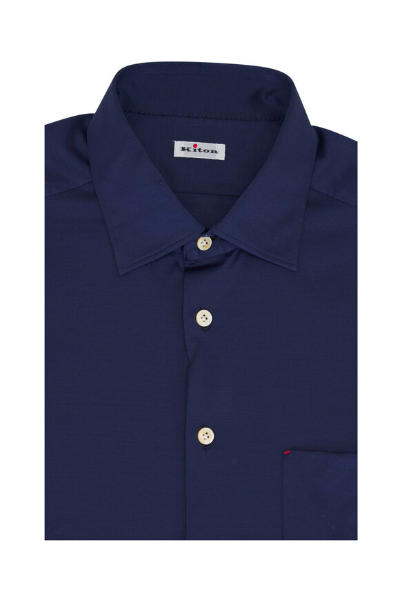 Kiton Indigo Cotton Dress Shirt