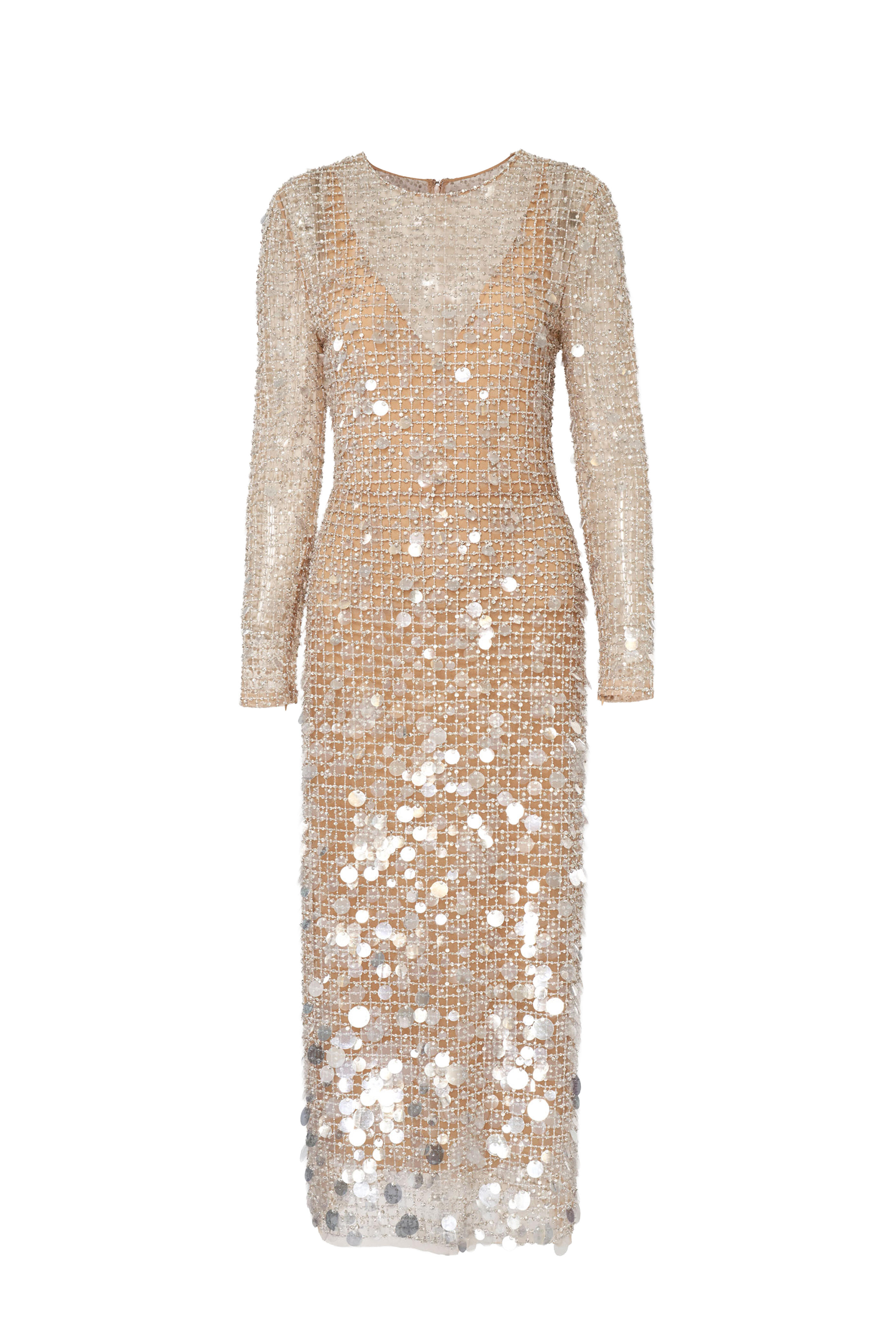 Carolina Herrera - Ivory Crystal Embroidered Midi Dress