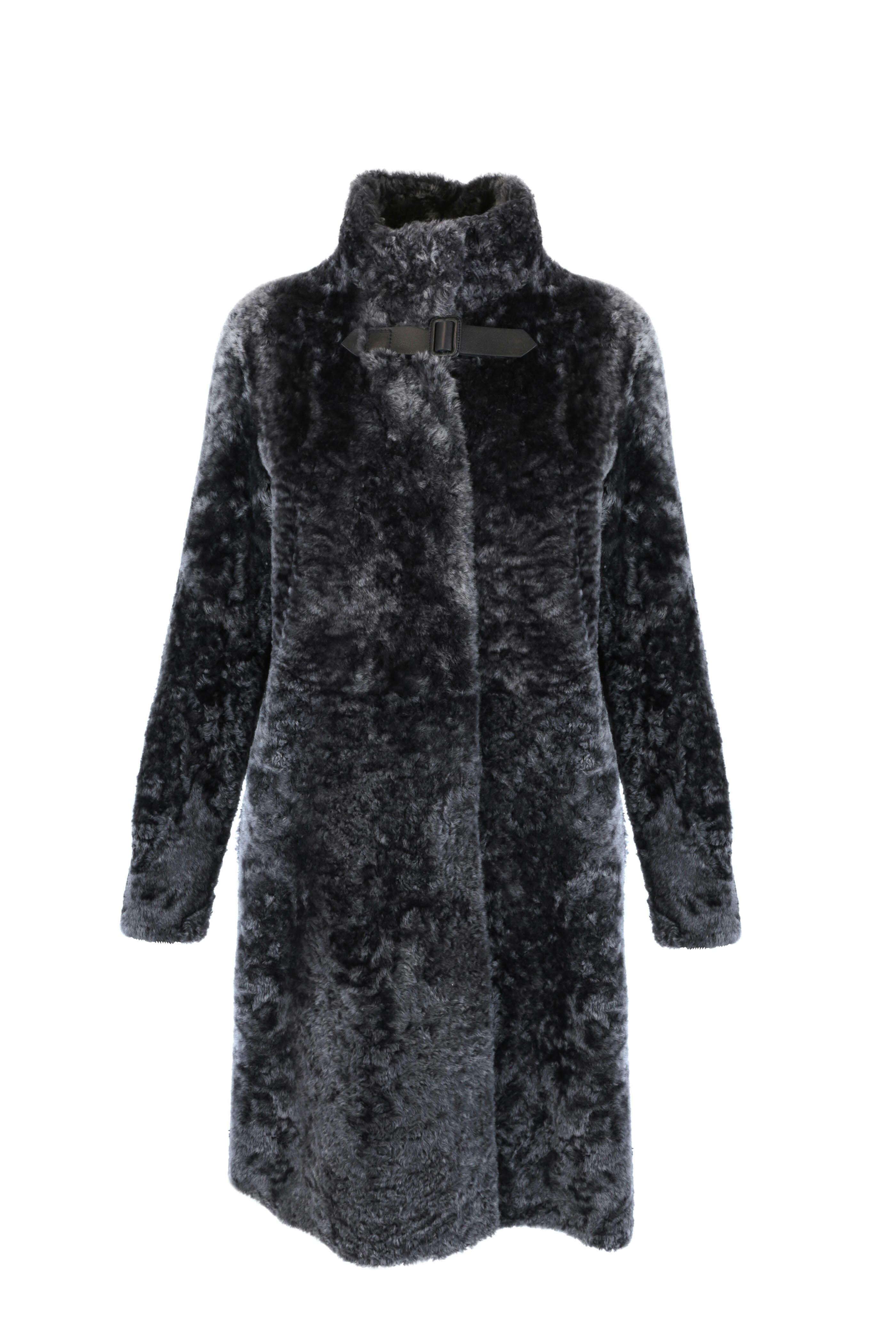 Giorgio Armani - Gray Shearling Stand Collar Reversible Coat