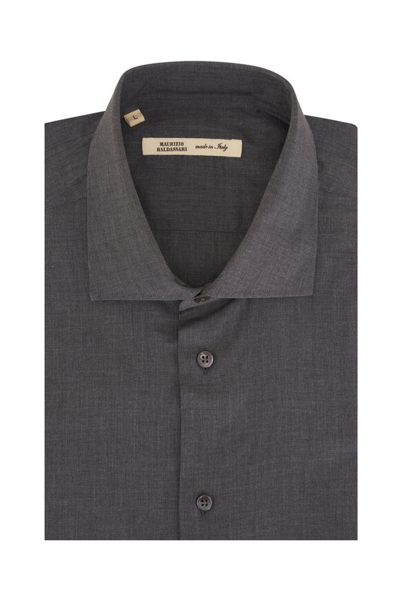 Maurizio Baldassari Charcoal Gray Herringbone Sport Shirt