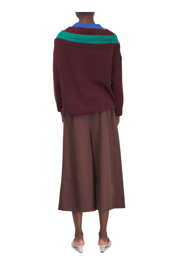 Loewe Burgundy, Blue & Green Layered V-Neck Sweater - view 3