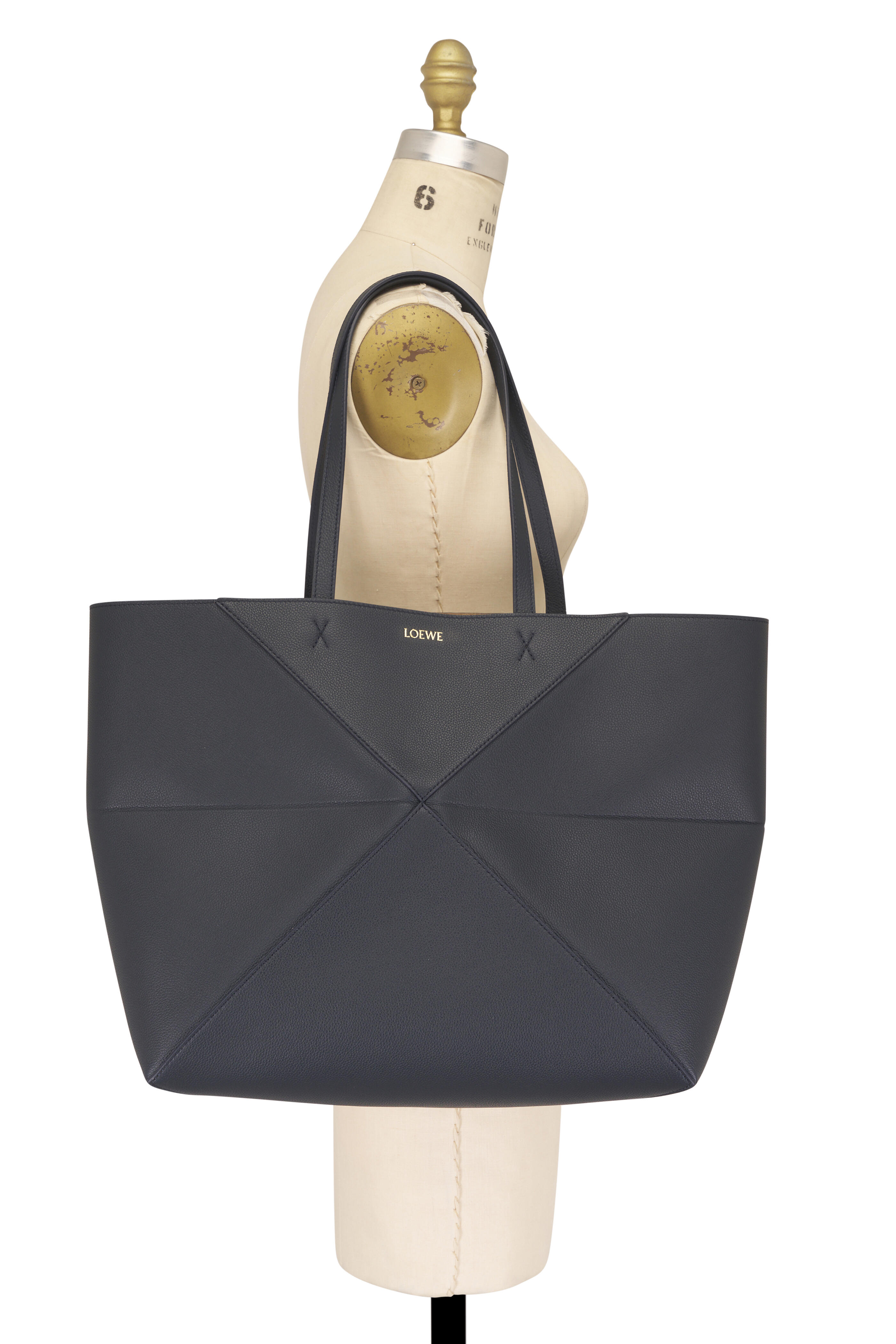 Loewe - Large Horizontal Puzzle Fold Deep Navy Tote - view 5