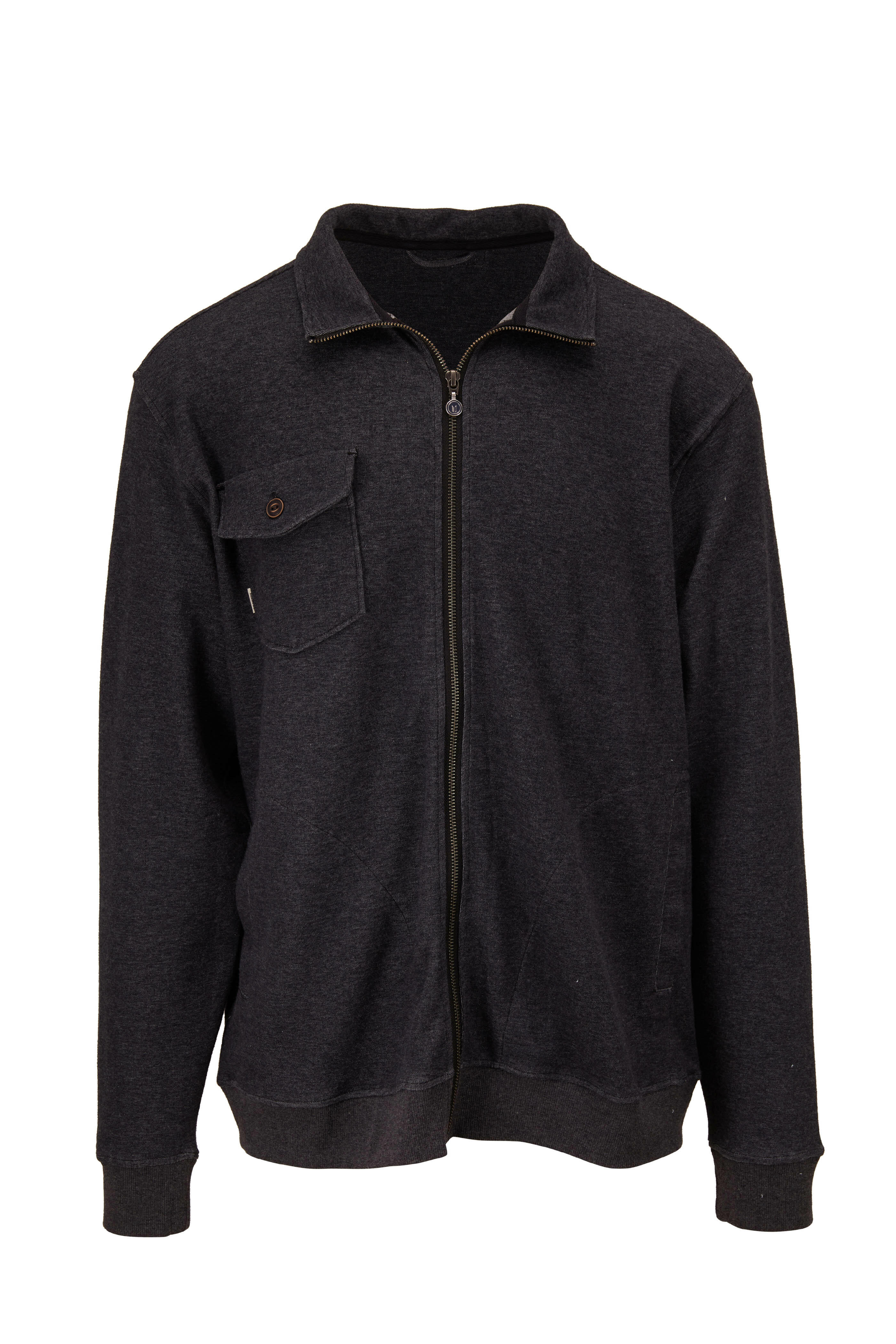 Linksoul - Black Double Knit Front Zip Knit Sweater