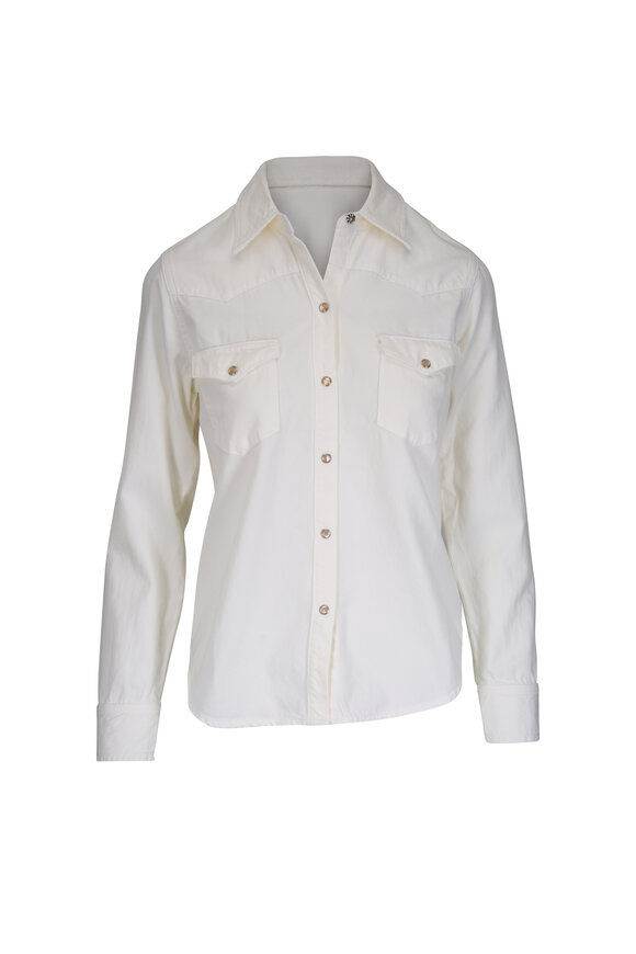 Nili Lotan Travis Light Cream Cotton Blouse